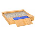 Zandbak -- Met deksel en opbergvakken - Natuurlijk-blauw