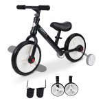 Kinderloopfiets - KidsBike - Verstelbare zithoogte - Zijwieltjes - Zwart