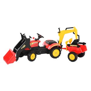 Trapauto - Graafmachine - Trappers en voorlader - Rood