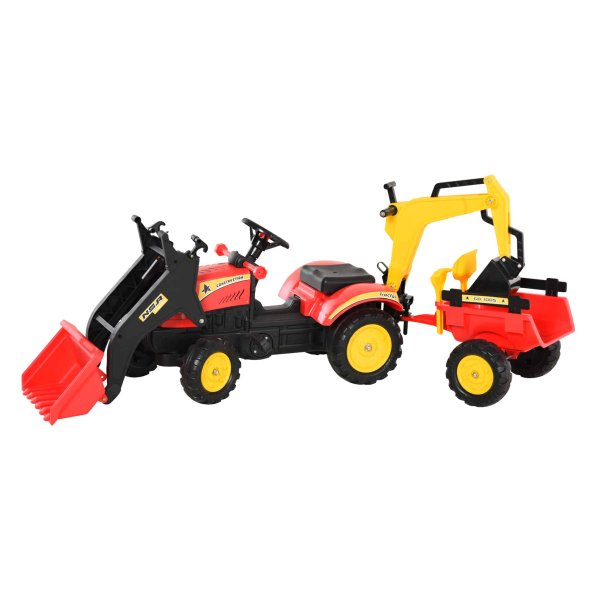 Trapauto - Graafmachine - Trappers en voorlader - Rood