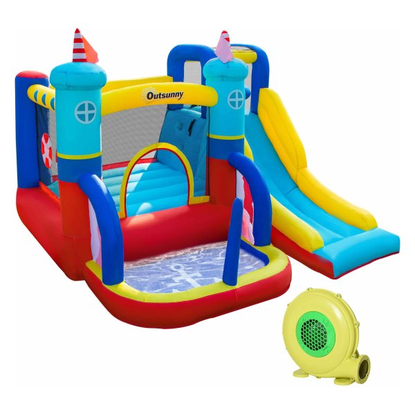 Speelplezier - Zaza Home - Met Blower Glijbaan - Zwembad - Blauw