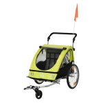 Kinderkar - 2-in-1 multifunctioneel - Staal - Groen/Zwart