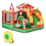 Opblaasbaar Springkussen - Kerst Pret - Geschikt Voor 3 Kinderen - Feestelijk Rood