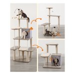 Krabpaal Voor Kat - Dıy 167Cm Hoge Toren Met Moderne 360° Roterende Pluche Ballen En Verwijderbare Wasbare Kussens - Grijs