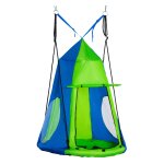 Kinderschommel - Ronde nestschommel - Tuinschommel met raam - Groen