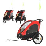 Kinderfietskar - SportyKids - 3-in-1 - voor twee kinderen - rood/zwart