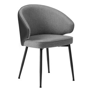 Eetkamerstoel, keukenstoel, gestoffeerde stoel, stoel met armleuningen, metalen poten, modern, woonkamerstoel, donkergrijs, LDC100G01