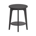 Bijzettafel, kleine ronde tafel, voor de woonkamer, nachtkastje voor kleine ruimtes met onderste plank, moderne stijl, zwart