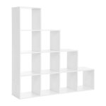 Boekenkast met 10 dobbelstenen, plank met open vakken, opbergsysteem voor decoratie, foto's, planten, woonkamer, slaapkamer, werkkamer, wit