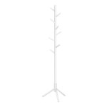 Staande kapstok, massief houten kapstok, boomvormige kapstok met 8 haken, 3 hoogteopties, voor kleding, hoeden, tassen, voor woonkamer, slaapkamer, thuiskantoor, wit
