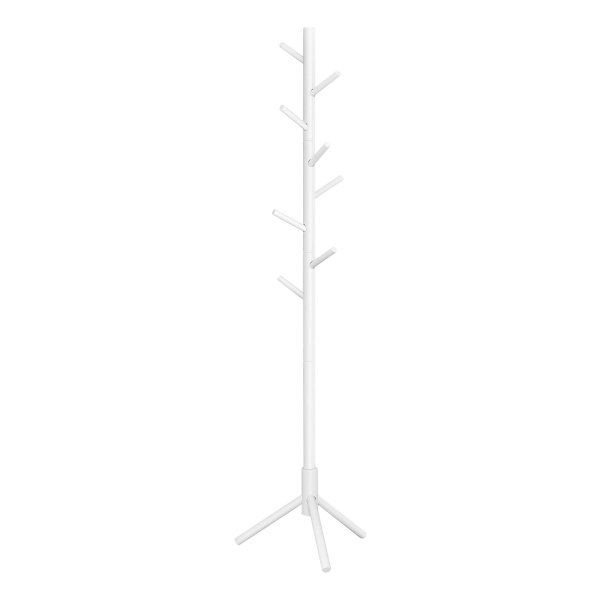 Staande kapstok, massief houten kapstok, boomvormige kapstok met 8 haken, 3 hoogteopties, voor kleding, hoeden, tassen, voor woonkamer, slaapkamer, thuiskantoor, wit