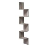 Hoekplank, wandplank met 5 planken, zwevende plank, voor keuken, slaapkamer, woonkamer, studeerkamer, kantoor, greige
