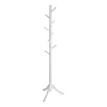 Houten kapstok, kledingrek met 8 haken, boomvorm, verstelbaar in 3 hoogtes, voor jassen, jassen, tassen, voor entree, slaapkamer, wit