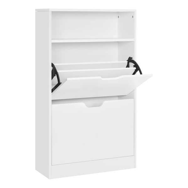 Schoenenkast, met 2 vakken, voor hal, woonkamer, slaapkamer, wit