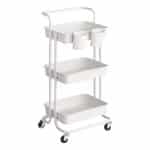 Keukentrolley met Wielen - Mobiele Trolley - Serveerwagen met 3 Niveaus - Wit