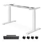 Elektrisch Verstelbaar Bureauframe met Dubbele Motor en Geheugenfunctie - Wit, Stille Hoogteverstelling en Telescopische Poten