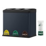 Keuken afvalemmer, metalen pedaalemmer, 3 in 1 afvalemmer, 24 liter, afvalscheiding, afvalscheidingssysteem, eenvoudig te reinigen, staal, rookgrijs