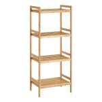 Bamboe rek met 4 niveaus, opbergkast voor badkamer, boekenkast, voor woonkamer, slaapkamer, balkon, houtkleur
