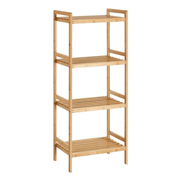 Bamboe rek met 4 niveaus, opbergkast voor badkamer, boekenkast, voor woonkamer, slaapkamer, balkon, houtkleur