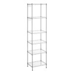 Keukenplank met 6 niveaus, metalen plank, staande plank, in hoogte verstelbare roosterplank, met PP plastic platen, 8 S haken, voor keuken, woonkamer, belastbaar tot 120 kg, zilver