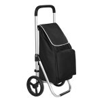 Boodschappentrolley, opvouwbaar, met wielen, lichtgewicht boodschappentrolley met geïsoleerd koelvak, 40 L, ruim, zwart