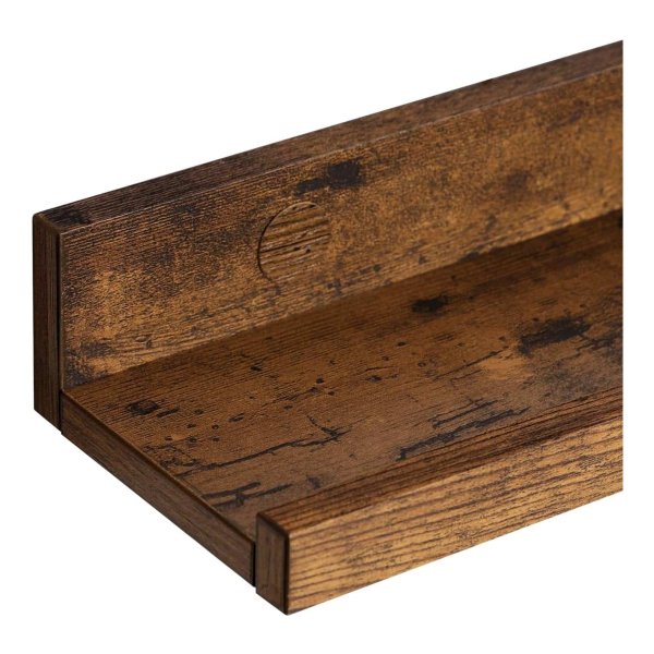 wandplanken, set van 3, zwevende planken, lengte 38 cm, verhoogde voorkant, voor decoratieve items, kruidenpotjes en fotolijsten, vintage bruin, LWS037X01