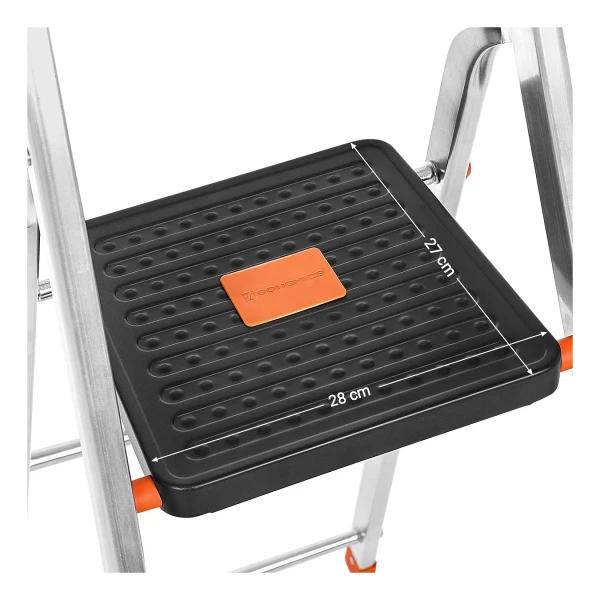 SONGMICS Klaptrede Met 2 Treden, Trapladder, Ladder, 20 Cm Brede Treden Antislip Rubberen Mat Met Handvat Belastbaar Tot 150 Kg Gemaakt Van Staal Gecertificeerd Door Tuv Gs Wit Zwart Gsl02wt