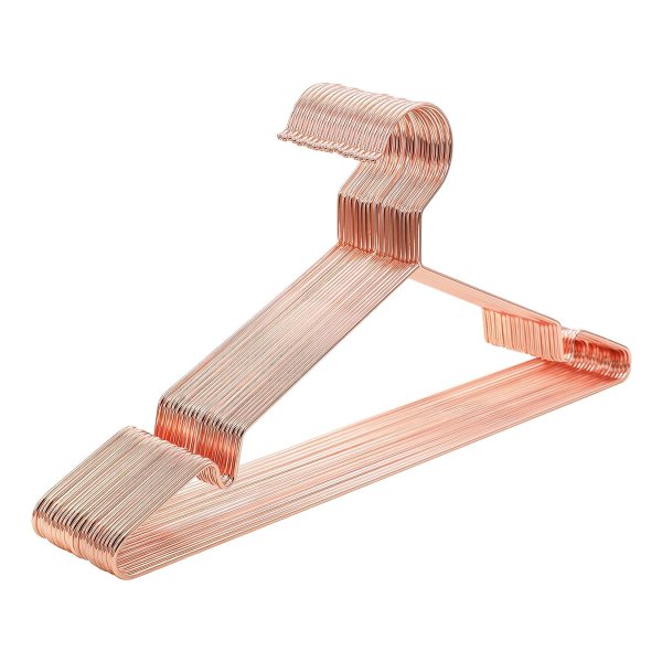 Metalen hangers, 20 stuks, stijlvol verchroomd, roestvrij, ruimtebesparend, 42 cm lang, roségoud