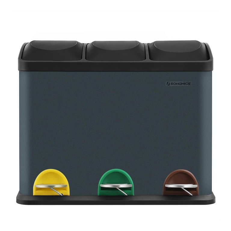 Zilveren Songmics Afvalbak voor de keuken, afvalbak, 45 liter, afvalbak