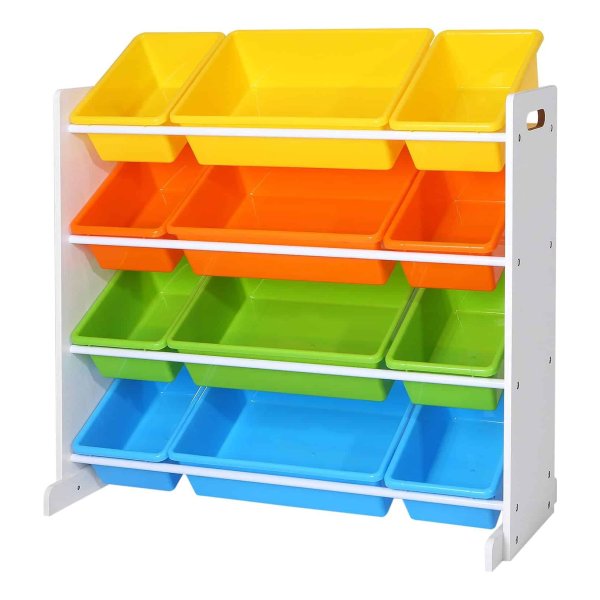 Kinderplank, Kinderkamerplank, Speelgoedplank, Speelgoedopberger, Opbergplank voor speelgoed, Organisatieplank met opbergdoos, veelkleurig