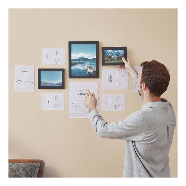 Fotolijst, set van 10 fotolijsten, zwart, RPF310H