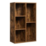 Boekenplank, plank, staande kast, kantoorplank, met 5 vakken, open, voor woonkamer, studeerkamer, kantoor, als ruimteverdeler, vintage bruin