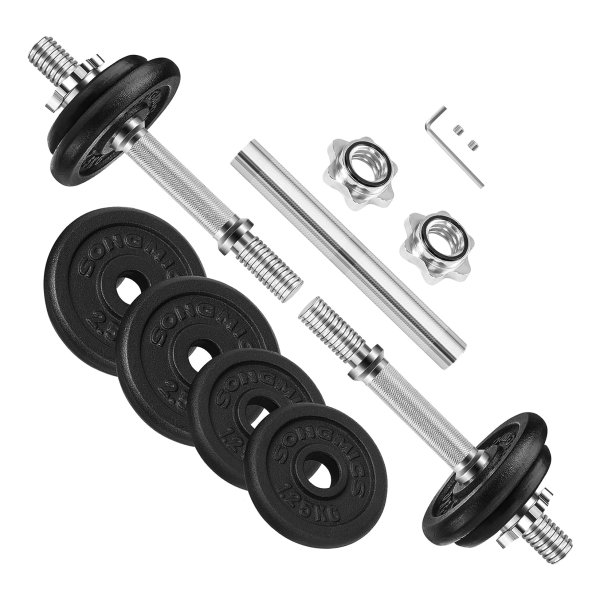 Halterset, Gietijzeren dumbbells, Verstelbare halterset, 20 kg/30 kg, met verbindingsbuis, voor heren Dames Workout Fitness Training Gewichtheffen, voor thuisgymnastiek