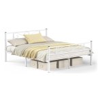 Tweepersoonsbed, metaal, eenvoudige montage, voor kleine ruimtes, logeerkamer, tienerkamer, wit