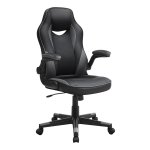 Bureaustoel, ergonomische bureaustoel, computerstoel, in hoogte verstelbaar, belastbaar tot 150 kg, PU imitatieleer, kantoor, thuis, kantoor, zwart en grijs