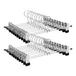 Metalen broekenhanger, 31 cm kleerhanger, anti slip, voor broeken, rokken en sokken, rokkenhanger met clips, set van 20, goede belastbaarheid, verchroomd, zwart en zilver