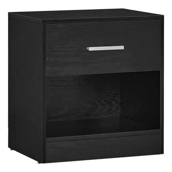 Nachtkastje, bijzettafel, met lade, handvat, open vak, salontafel, voor slaapkamer, woonkamer, klassiek zwart
