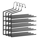 Multilevel kleerhangers, 4 stuks, broekhouder, open uiteinden, ruimtebesparend, antislip, duurzaam, met 5 stangen, voor jeans, handdoeken, sjaals, zwart