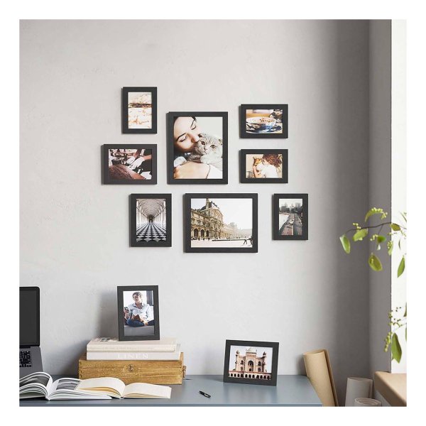 Fotolijst, set van 10 fotolijsten, zwart, RPF310H