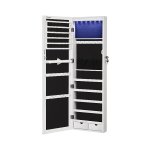 Hangende Sieradenkast met Led Verlichting, Make-Up Spiegel, deur- en wandmontage, 120 cm hoog