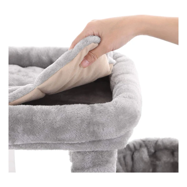 Stevige Kattenboom met sisal Krabpaaltjes, Pluche Zitjes, een mand en 2