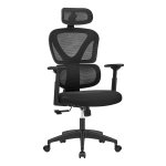 Bureaustoel, ergonomische draaistoel, computerstoel, netbekleding, in 4 stappen verstelbare rugleuning, belastbaar tot 120 kg, zwart