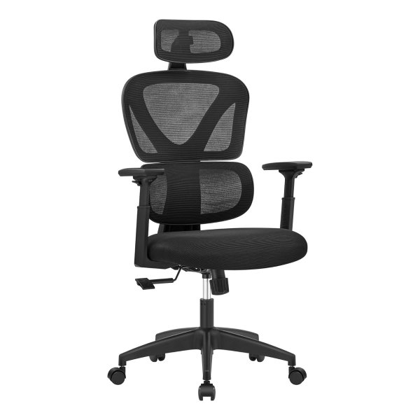 Bureaustoel, ergonomische draaistoel, computerstoel, netbekleding, in 4 stappen verstelbare rugleuning, belastbaar tot 120 kg, zwart