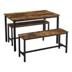 Eettafel, keukentafel set, metalen frame, voor keuken, woonkamer, eetkamer, industrieel ontwerp, vintage bruin en zwart