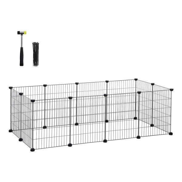 Vrijloop, doe het zelf kleine dierenverblijf, kleine dierenkooi, puppyrun, konijn, cavia, metalen rooster, zwart
