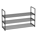 3 plank schoenenrek, metalen schoenopbergorganisator, eenvoudig te monteren, 12 tot 15 paar schoenen, stapelbare schoenenplank voor kast, ingang, zwart