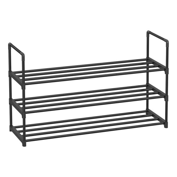 3 plank schoenenrek, metalen schoenopbergorganisator, eenvoudig te monteren, 12 tot 15 paar schoenen, stapelbare schoenenplank voor kast, ingang, zwart