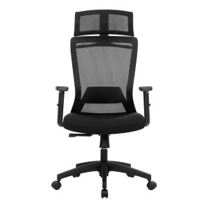 Bureaustoel van canvas, ergonomische stoel, draaibare zitting, met kleerhanger, rugleuning kantelbaar tot 120°, in hoogte verstelbaar, zwart