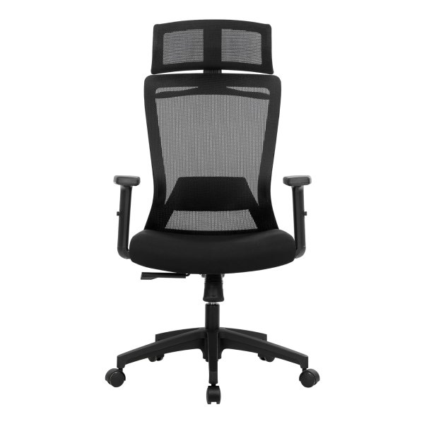 Bureaustoel van canvas, ergonomische stoel, draaibare zitting, met kleerhanger, rugleuning kantelbaar tot 120°, in hoogte verstelbaar, zwart