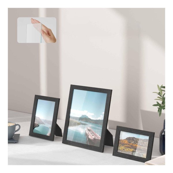 Fotolijst, set van 10 fotolijsten, zwart, RPF310H